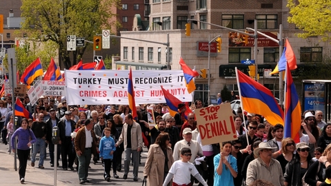Stage 10 : Denial. Protest in Ottawa for the recognition of the Armenian genocide. Some 100 years later, Turkey still refuses to acknowledge the genocide. Source: Armenian National Committee of Quebec